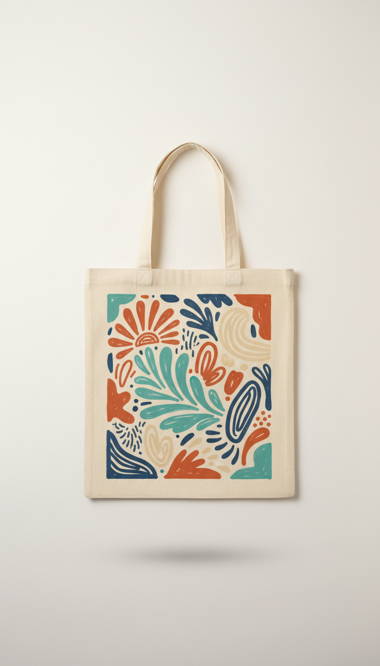 Canvas tote bag with artist graphics